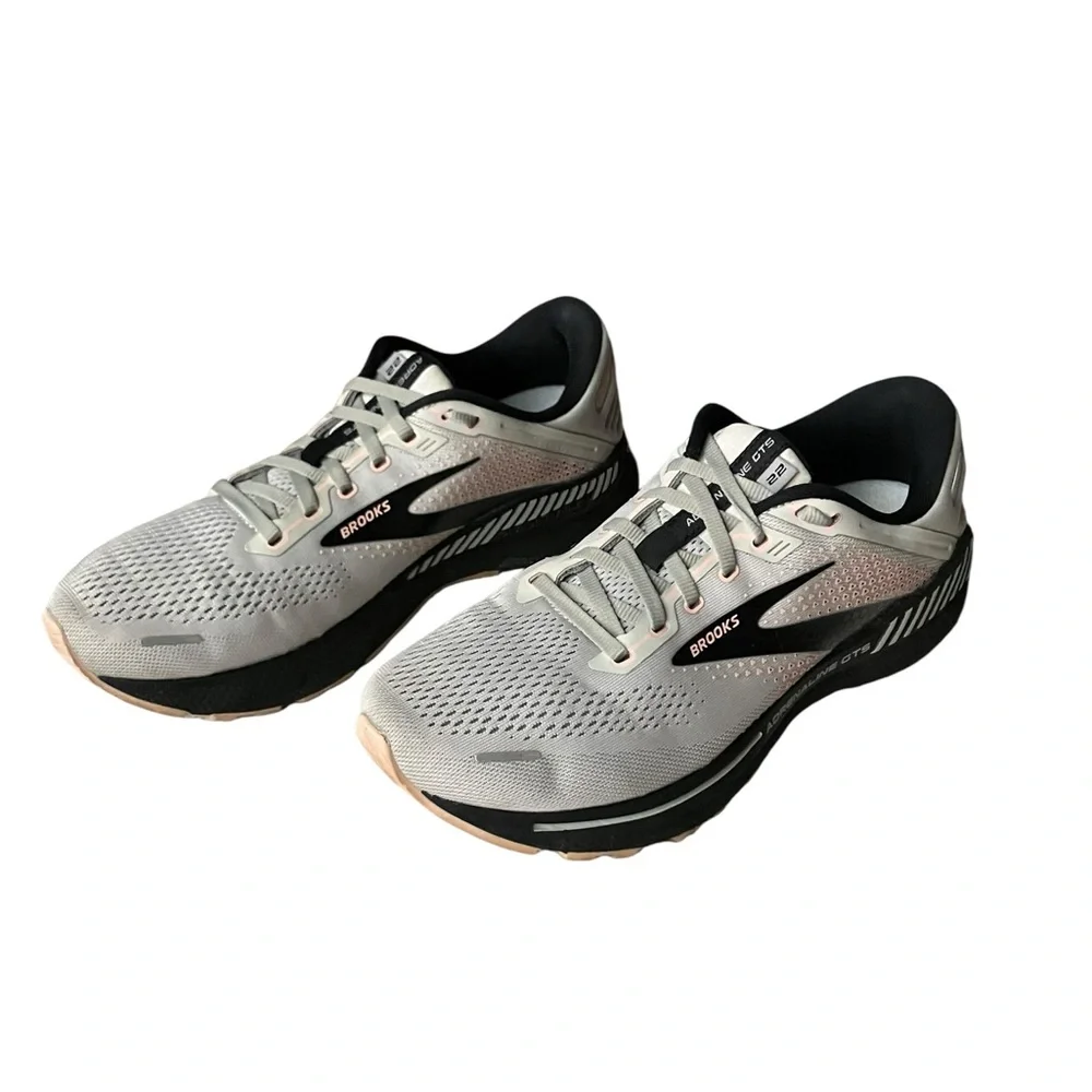 Brooks Adrenaline GTS 22 Women Gray Rose Black Running Sneakers Size 10.5 W - Picture 4 of 14